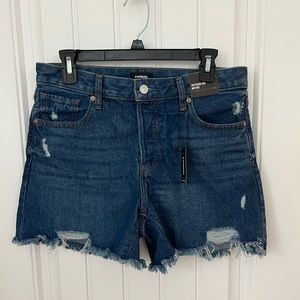 NWT Express boyfriend midi high rise jean short